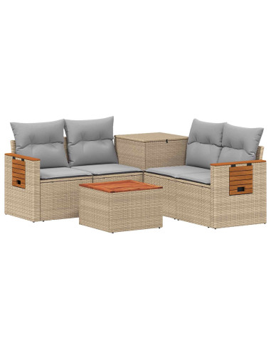 Set di divani 6 pz Beige e Grigio Chiaro