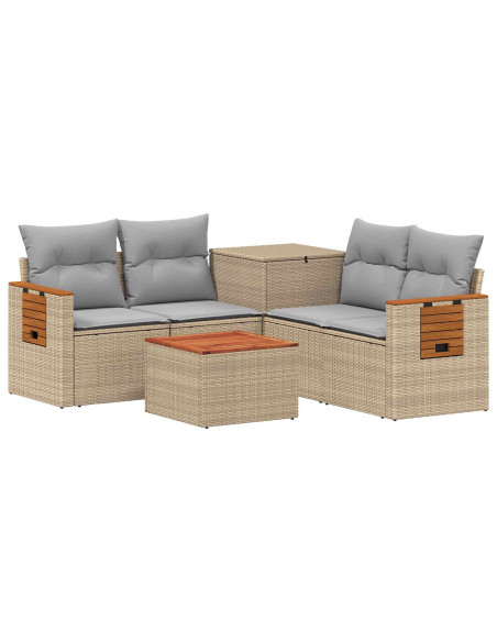 Set di divani 6 pz Beige e Grigio Chiaro