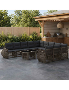 Set Divano da Giardino 12 pz Grigio e Grigio Scuro polyrattan