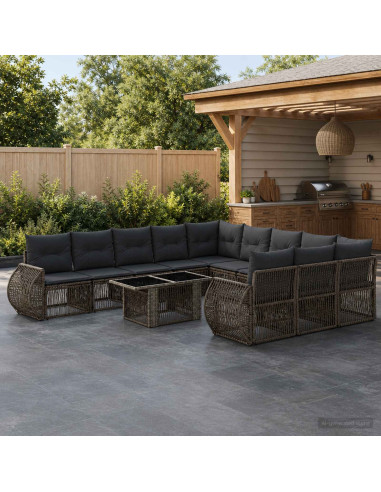 Set Divano da Giardino 12 pz Grigio e Grigio Scuro polyrattan