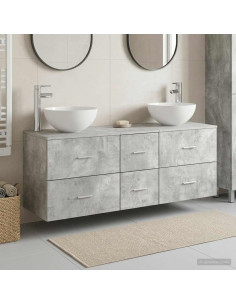 Set di Armadi da Bagno 3 pz Grigio Cemento 49,5 x 41 x 64,5 cm