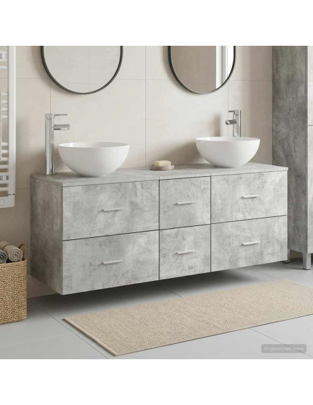 Set di Armadi da Bagno 3 pz Grigio Cemento 49,5 x 41 x 64,5 cm