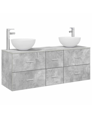 Set di Armadi da Bagno 3 pz Grigio Cemento 49,5 x 41 x 64,5 cm