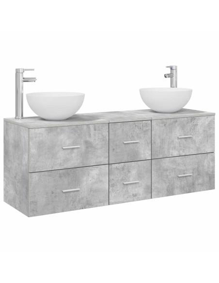 Set di Armadi da Bagno 3 pz Grigio Cemento 49,5 x 41 x 64,5 cm