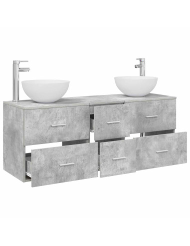 Set di Armadi da Bagno 3 pz Grigio Cemento 49,5 x 41 x 64,5 cm