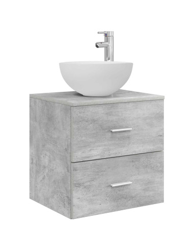 Set di Armadi da Bagno 3 pz Grigio Cemento 49,5 x 41 x 64,5 cm