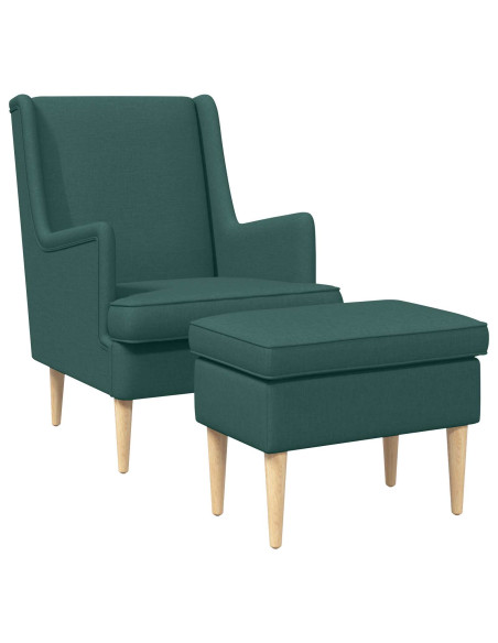 Poltrona con Ottomano 2 pz Verde Scuro Tessuto