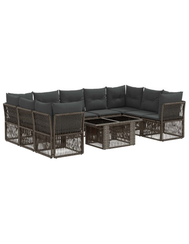 Set Divano da Giardino 10 pz Grigio polyrattan