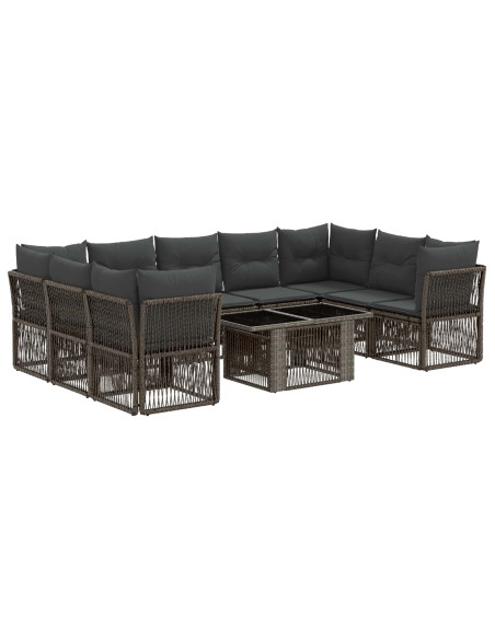 Set Divano da Giardino 10 pz Grigio polyrattan