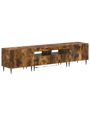 Mobile TV LED a 3 pezzi Rovere Fumo Legno ingegnerizzato