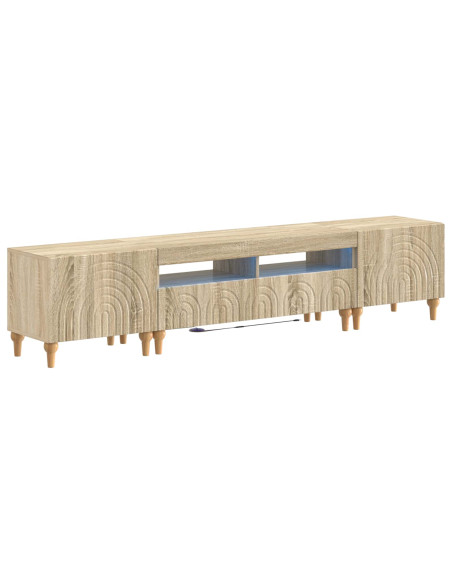 Mobile TV LED a 3 pezzi Rovere Sonoma Legno ingegnerizzato