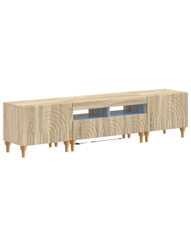 Mobile TV LED a 3 pezzi Rovere Sonoma Legno ingegnerizzato