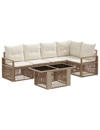 Set Divano da Giardino 6 pz Beige e Bianco Crema polyrattan