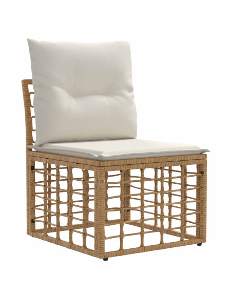 Set Divano da Giardino 8 pz Naturale e Bianco Crema polyrattan