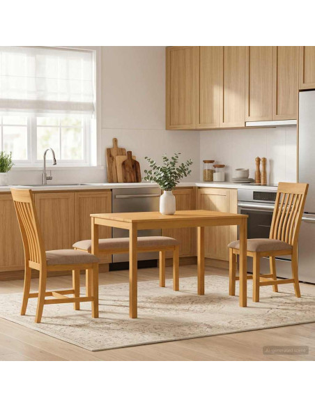 Set da pranzo 4 pz Grigio Legno di Quercia Massello