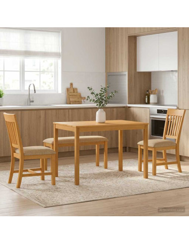 Set da pranzo 4 pz Beige Legno di Quercia Massello