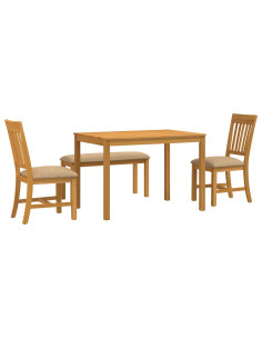 Set da pranzo 4 pz Beige Legno di Quercia Massello 2