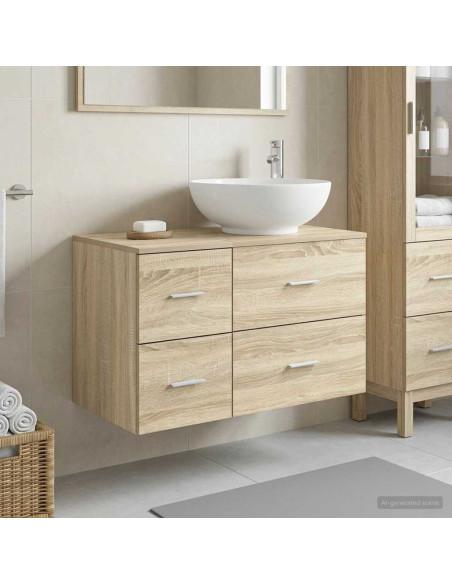 Set di mobili per il bagno 2 pz Rovere Sonoma