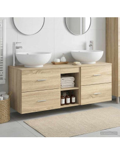 Set di mobili per il bagno 3 pz Rovere Sonoma