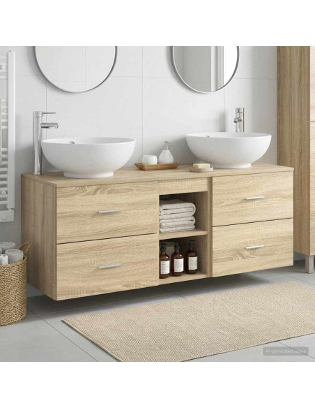 Set di mobili per il bagno 3 pz Rovere Sonoma