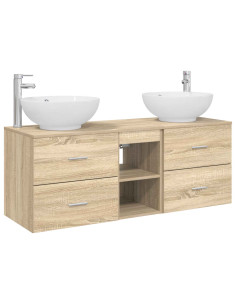 Set di mobili per il bagno 3 pz Rovere Sonoma 2