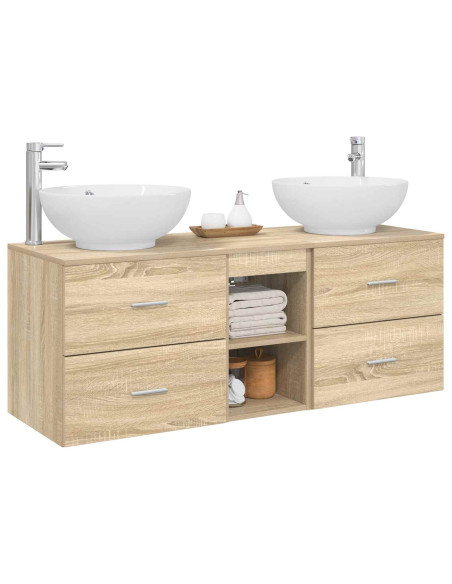 Set di mobili per il bagno 3 pz Rovere Sonoma