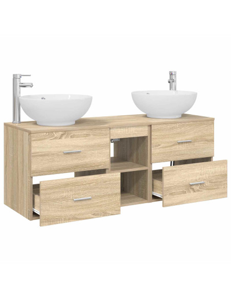 Set di mobili per il bagno 3 pz Rovere Sonoma