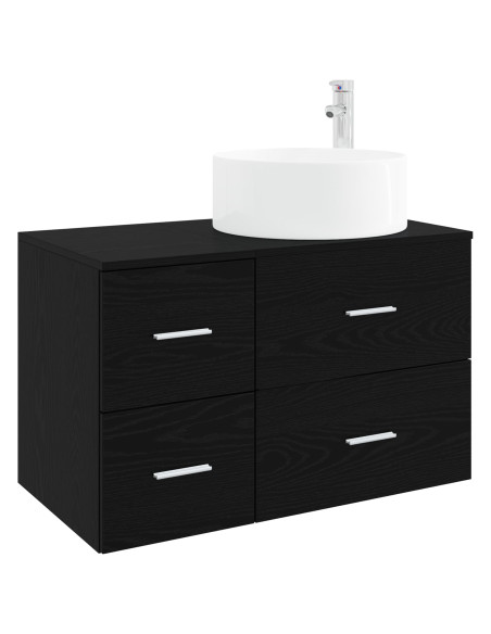 Set di mobili per il bagno 2 pz Rovere Nero