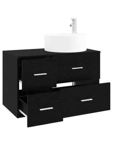 Set di mobili per il bagno 2 pz Rovere Nero