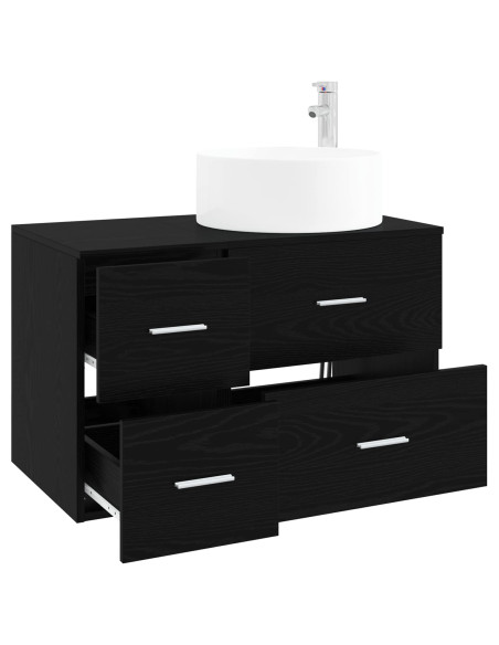 Set di mobili per il bagno 2 pz Rovere Nero