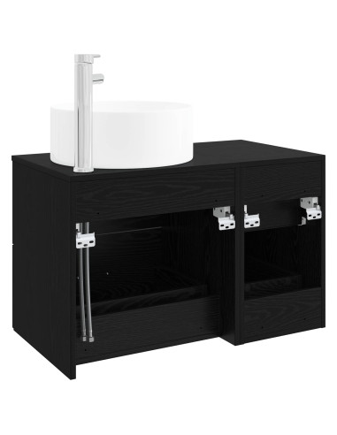 Set di mobili per il bagno 2 pz Rovere Nero