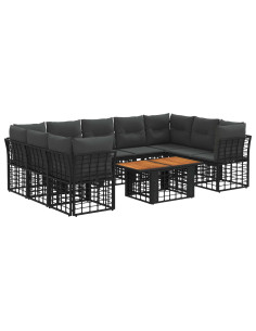 Set Divano da Giardino 10 pz Nero e Grigio scuro polyrattan 2