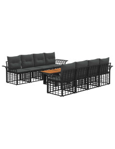 Set Divano da Giardino 9 pz Nero e Grigio scuro polyrattan 2