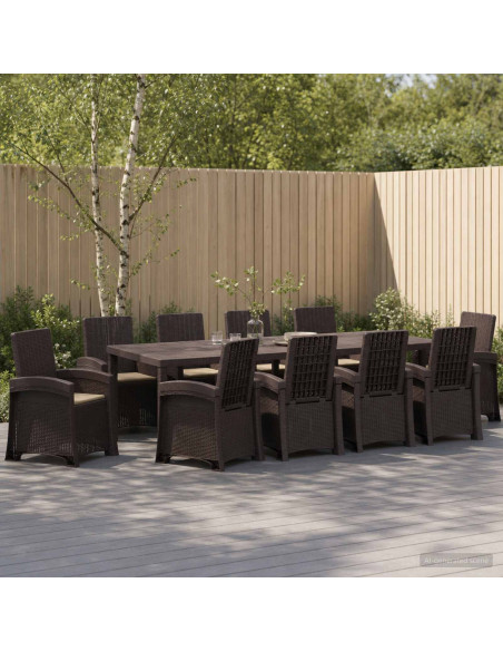 Set da Pranzo per Giardino 11 pz Marrone e Tortora PP