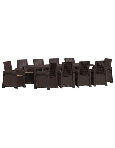 Set da Pranzo per Giardino 11 pz Marrone e Tortora PP