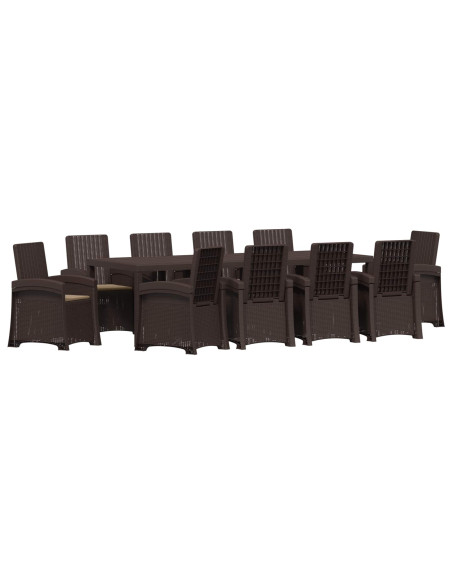 Set da Pranzo per Giardino 11 pz Marrone e Tortora PP