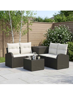 Set di divani 6 pz Nero e Bianco Crema