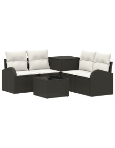 Set di divani 6 pz Nero e Bianco Crema 2