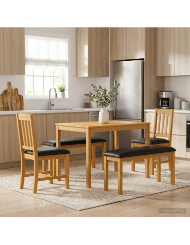 Set da pranzo 5 pz Nero Legno di Quercia Massello