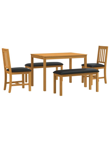 Set da pranzo 5 pz Nero Legno di Quercia Massello