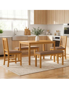 Set da pranzo 5 pz Grigio Legno di Quercia Massello