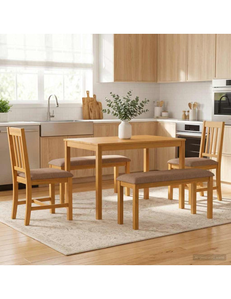 Set da pranzo 5 pz Grigio Legno di Quercia Massello