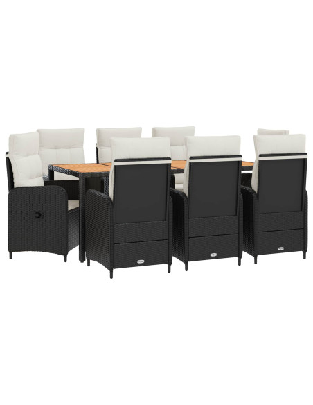 Set da pranzo per esterni 9 pz Nero e Bianco Crema