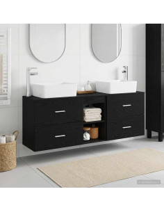 Set di Armadi da Bagno 3 pz Nero 53 x 34,5 x 63 cm