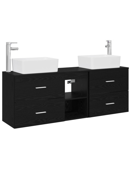 Set di Armadi da Bagno 3 pz Nero 53 x 34,5 x 63 cm