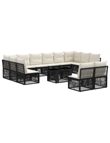 Set Divano da Giardino 13 pz Nero polyrattan