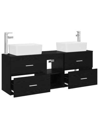 Set di Armadi da Bagno 3 pz Nero 53 x 34,5 x 63 cm