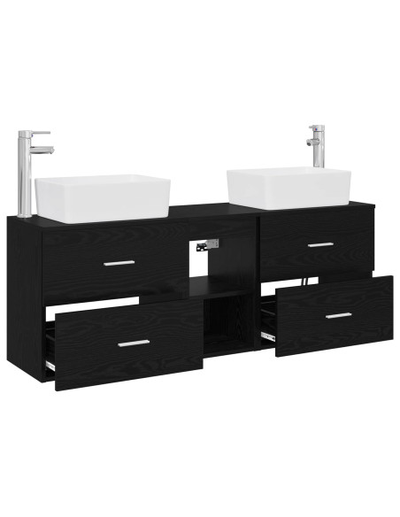 Set di Armadi da Bagno 3 pz Nero 53 x 34,5 x 63 cm