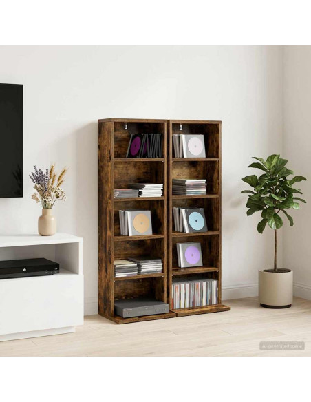 Mobile per CD 2 pz Rovere Fumo 33 x 23,5 x 97,5 cm