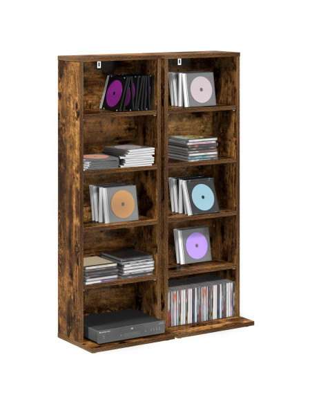 Mobile per CD 2 pz Rovere Fumo 33 x 23,5 x 97,5 cm